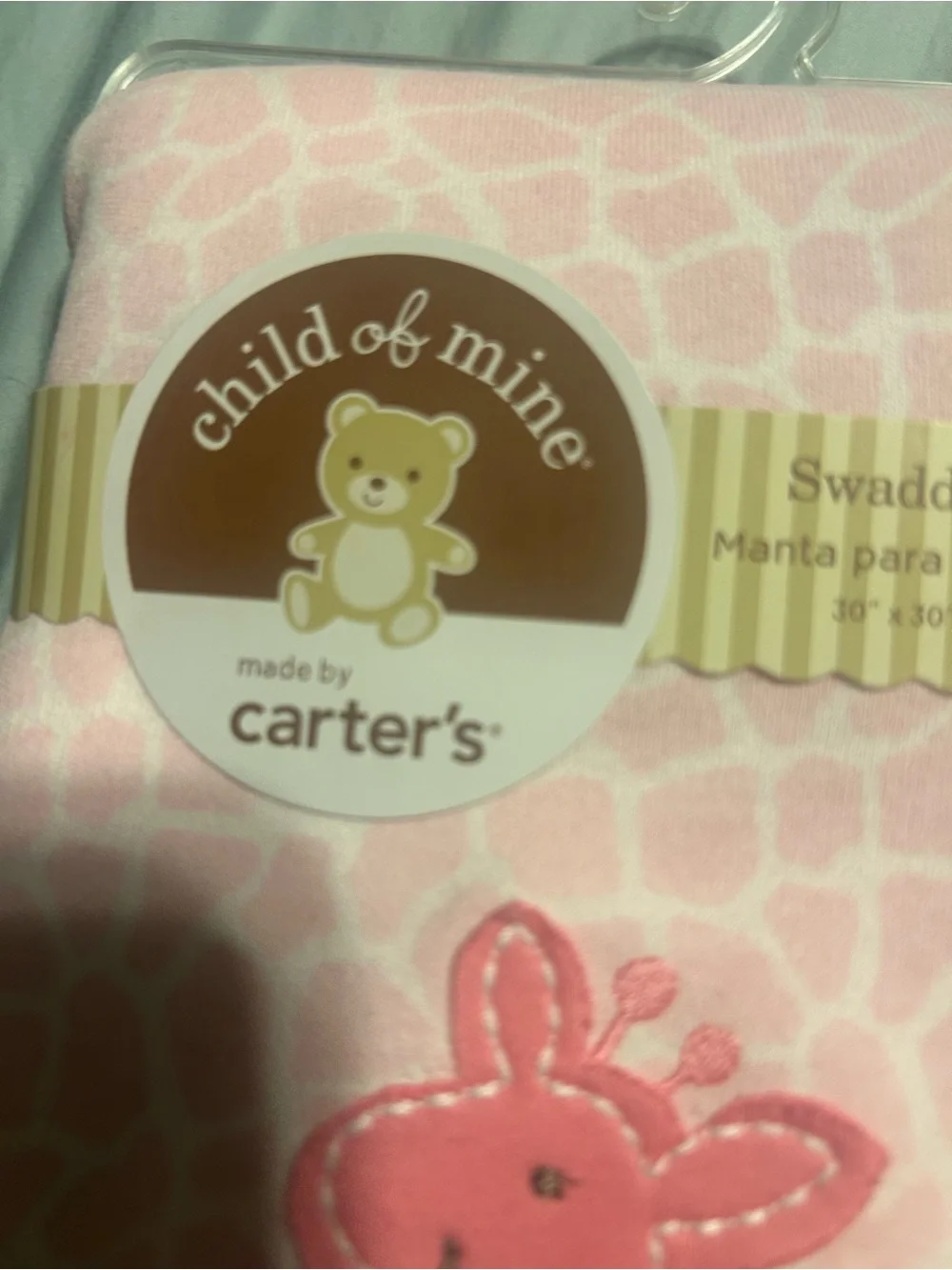 Carter's Pink Giraffe-Print Baby Swaddle Blanket